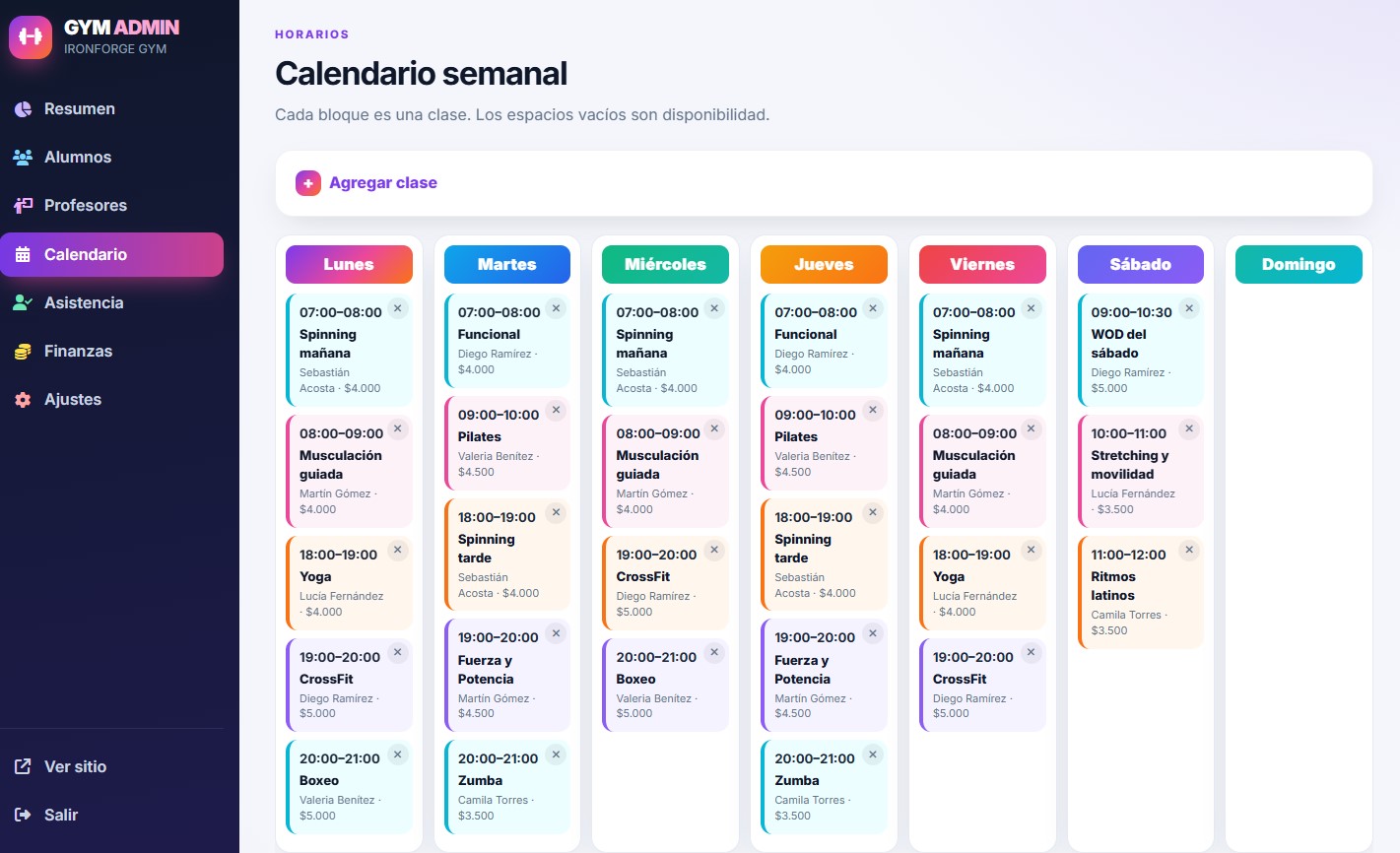 Foto de un sistema de gimnasio desarrollado por Ayuda Digital